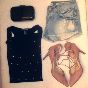 NWT Forever 21 Black and Gold Tank Top Size Small